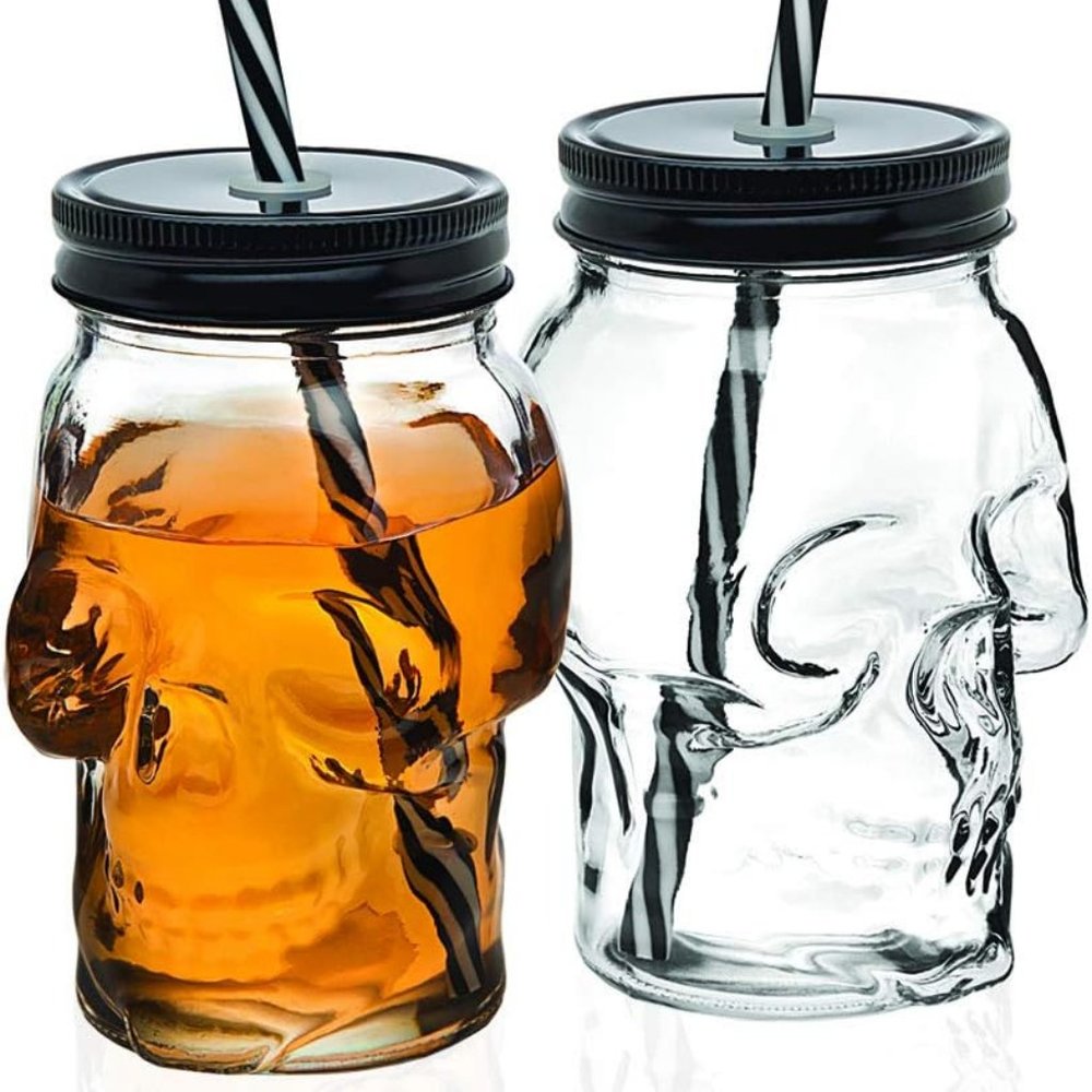 Skull Mason Jar Glass